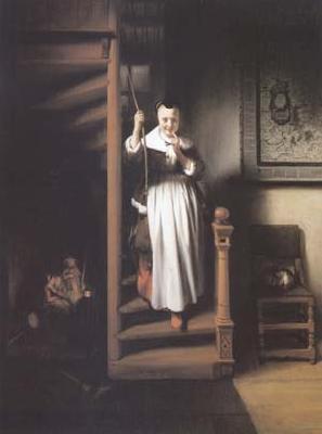 Nicolas Maes The Listening Housewife (mk25 oil painting picture
